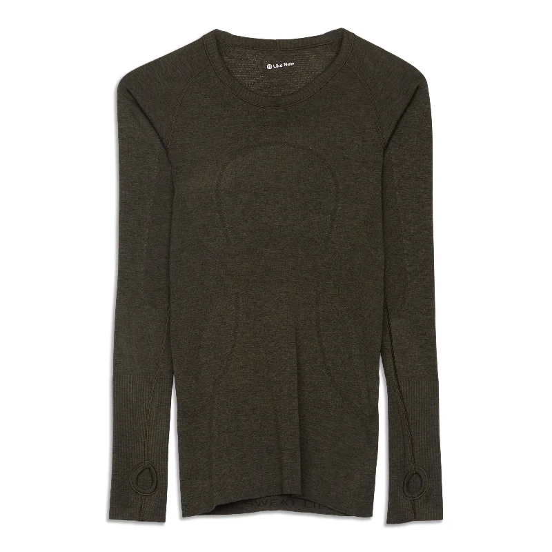 Women's Yoga Tops with Ribbed Fabric -Swiftly Tech Long Sleeve Shirt - Resale