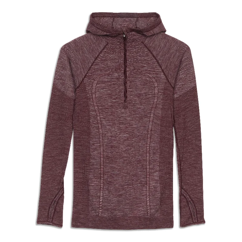 Soft and Comfortable Yoga Tops -Swiftly Wool Hooded Half Zip Shirt - Resale