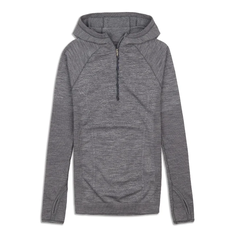 Eco-Friendly Yoga Tops for Women -Swiftly Wool Hooded Half Zip Shirt - Resale