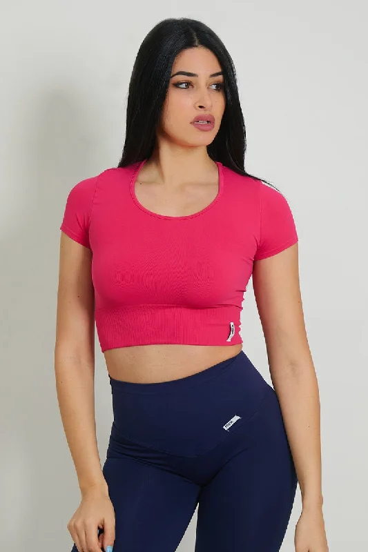 Versatile Yoga Tops -T-Shirt Crop Top Frida Pink