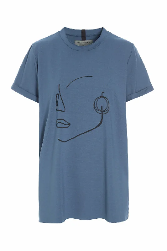 Comfortable Yoga Tops for All Workouts -T-SHIRT FACE IT - 96089 - DUSTY BLUE