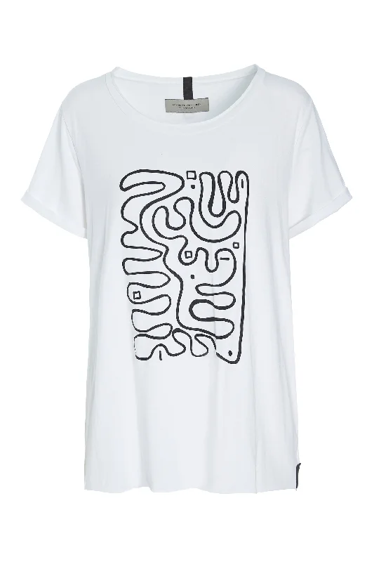 Yoga Tops for Comfortable and Flexible Movement -T-SHIRT WITH PRINT - 96063 - WHITE