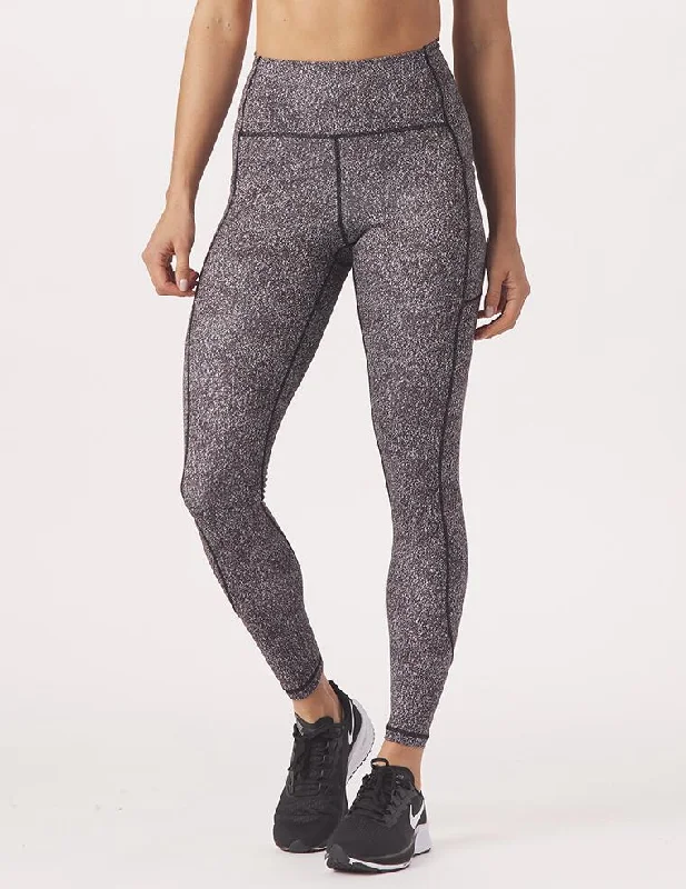 Flexible Yoga Pants for Home and Studio Use -Taper Legging Print: Black Static