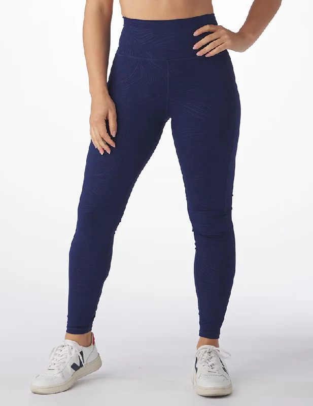 Tight Yoga Pants for Workout -Taper Legging Print: Indigo Swirl Gloss