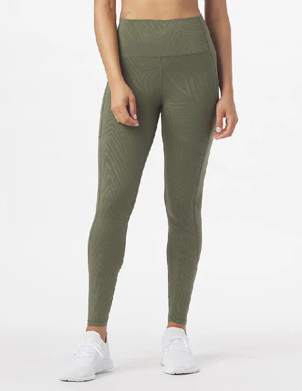 Yoga Pants for Power Yoga -Taper Legging Print: Moss Zebra Gloss