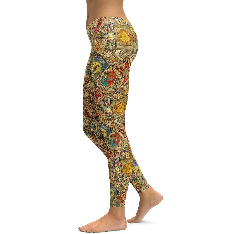 Stretchable Yoga Pants with High Waist -Tarot Cards Leggings
