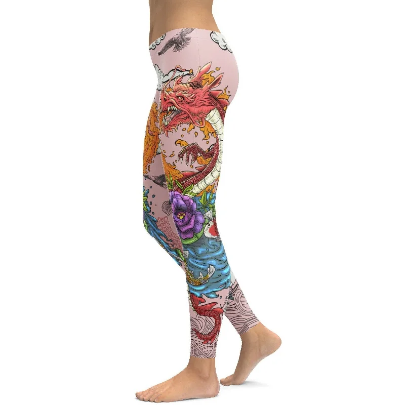 Yoga Pants for Relaxing and Stretching -Tattooed Dragon Leggings