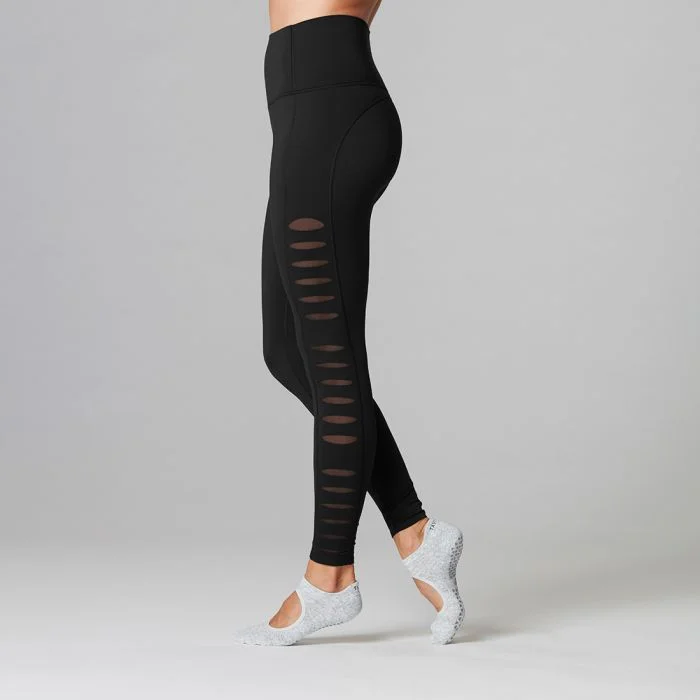 High Performance Yoga Pants -Laser Cut Leggings - Ebony