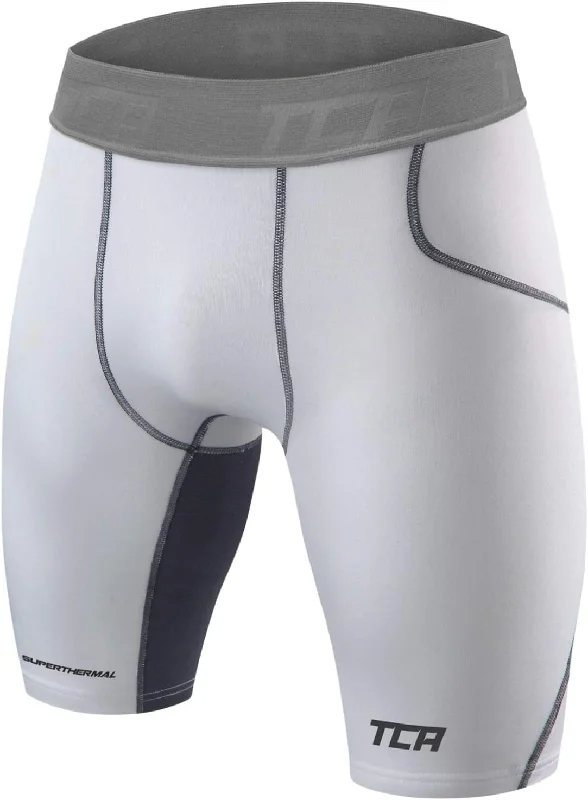 High-Waisted Yoga Shorts for Core Support -TCA SuperThermal Compression Junior Short Running Tights - White High-Waisted Yoga Shorts for Core Support -TCA SuperThermal Compression Junior Short Running Tights - White
