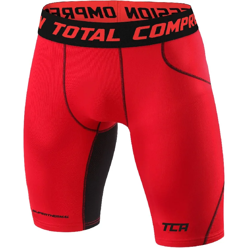 Breathable Yoga Shorts for Performance -TCA SuperThermal Compression Mens Short Running Tights - Red