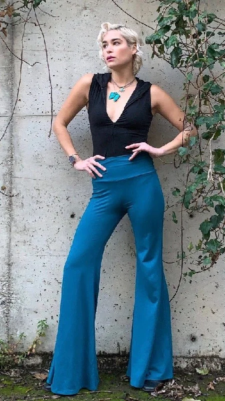 High-Waisted Yoga Pants for Strength Training -Teal Bamboo High Waisted Big Bells