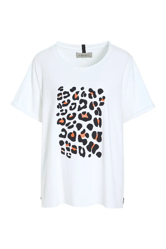 Women's Yoga Tops with Breathable Design -TEE LEO PRINT - 96086 - WHITE