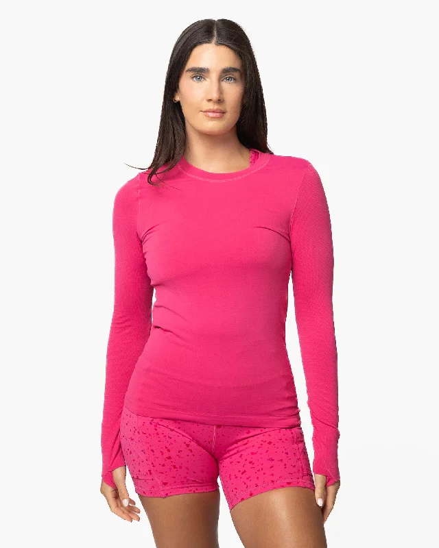 Soft Yoga Tops for Women -Tempo Long Sleeve - Hibiscus
