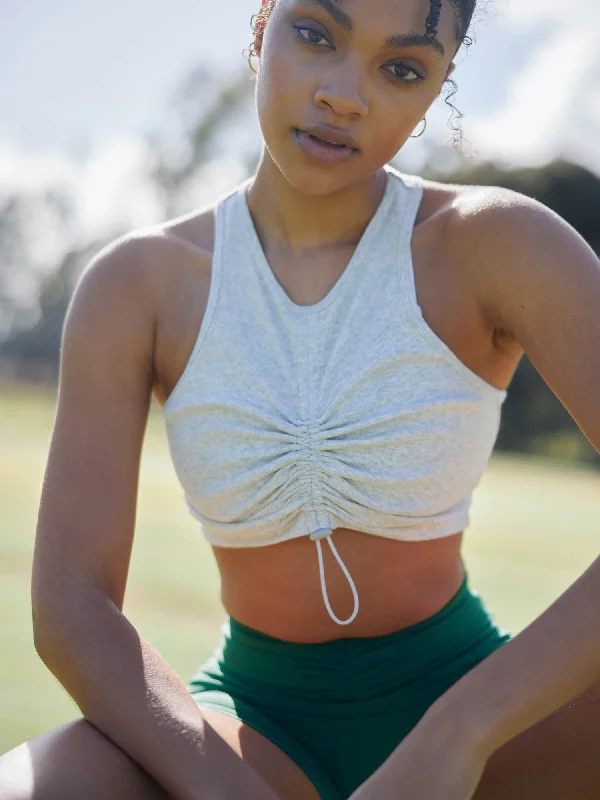 Yoga Tops for Increased Flexibility -Tempo Rib Tank - Snow Grey Marl