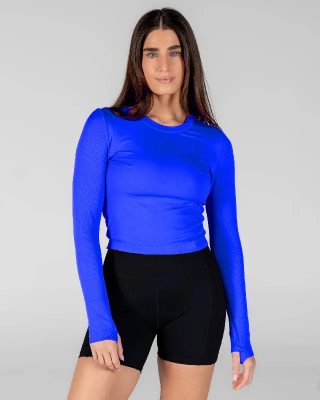 Versatile Yoga Tops -Tempo Long Sleeve (Mid-Length) - Cobalt