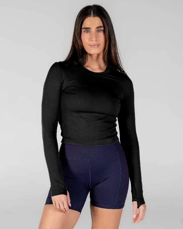 Yoga Tops for Better Movement -Tempo Long Sleeve (Mid-Length) - Black