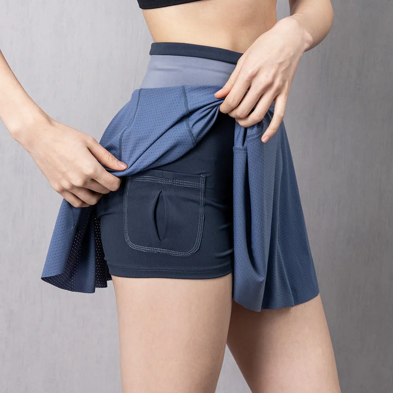 Yoga Shorts for Daily Flexibility -Tennis Skirt with Under Shorts Pocket