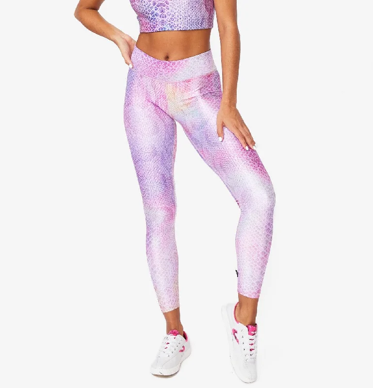 Supportive Compression Yoga Pants -Pink Python Hi-Shine Leggings