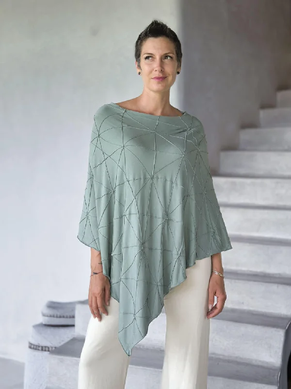 Long Sleeve Yoga Tops for Cold Weather -Texture Poncho
