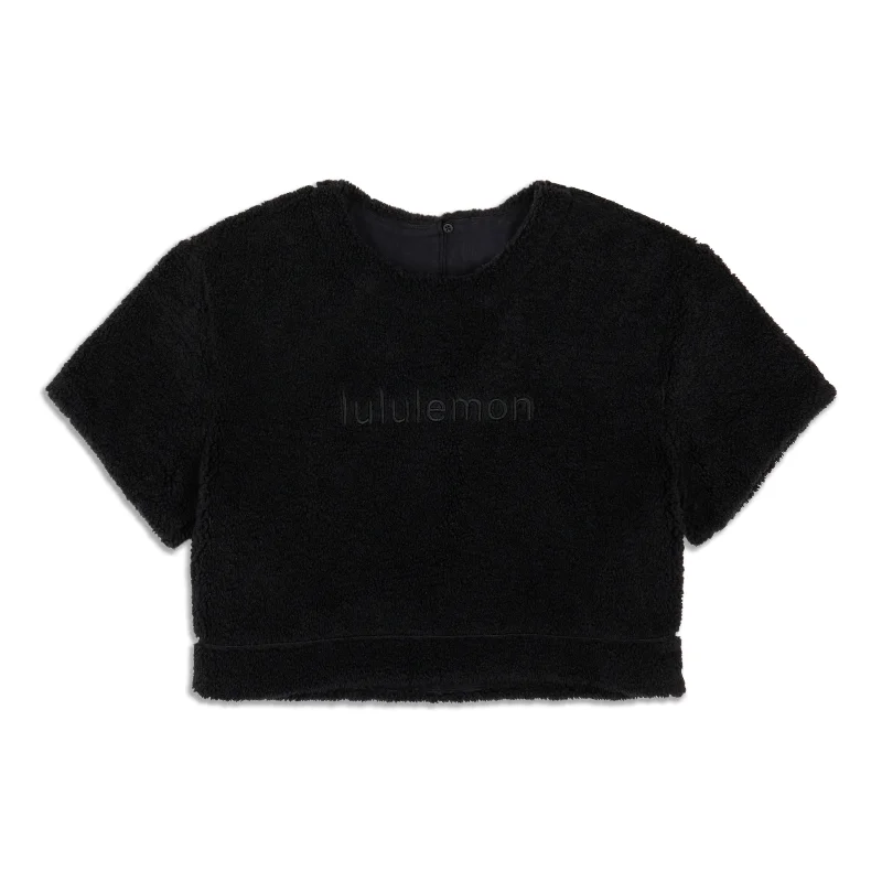 Soft Yoga Tops for Maximum Comfort -Textured Embroidered Logo T-Shirt - Resale