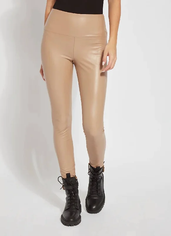 Breathable Yoga Shorts for Flexibility -Textured Leather Legging In Velvet Brown