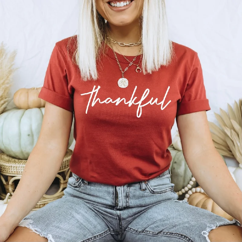 Women's Yoga Tops with Open Back -thankful • Rust Tee