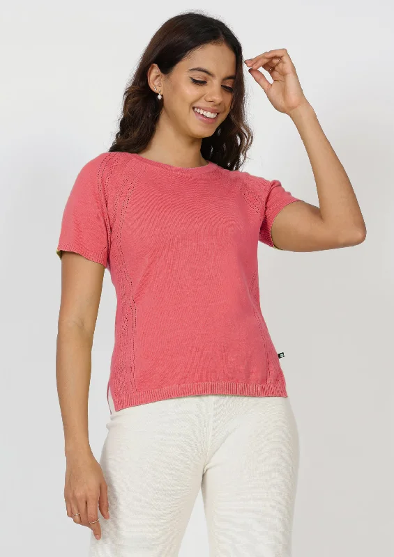 Women's Yoga Tops for Power and Strength -The At-Ease Cotton Knit Pointelle Top