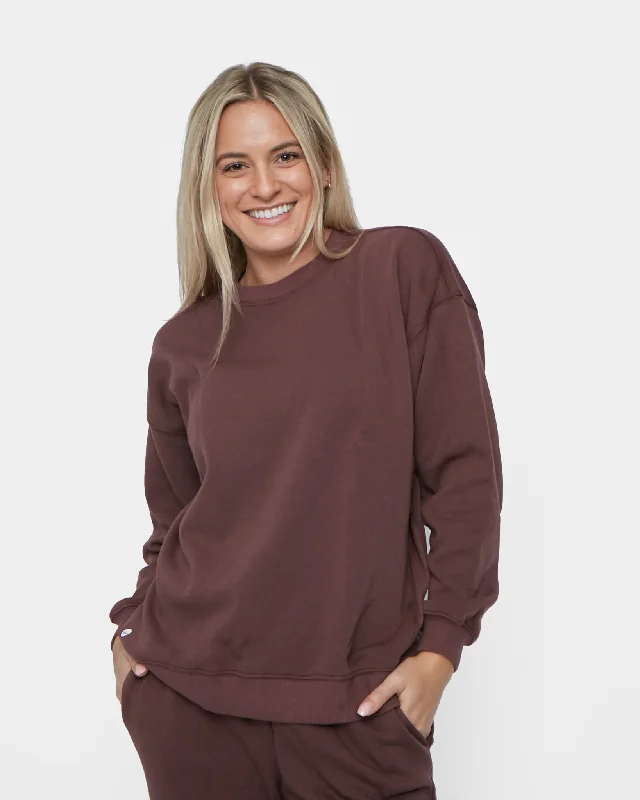 Women's Yoga Tops for Warm Weather Practice -The Classic Crew - Fossil