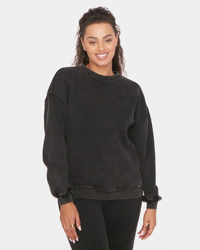Women's Yoga Tops with Athletic Style -The Classic Crew - Graphite