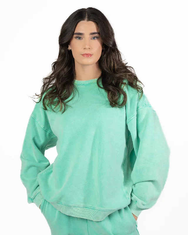 Comfortable Yoga Tops for Every Workout -The Classic Crew - Key Lime Snow Wash