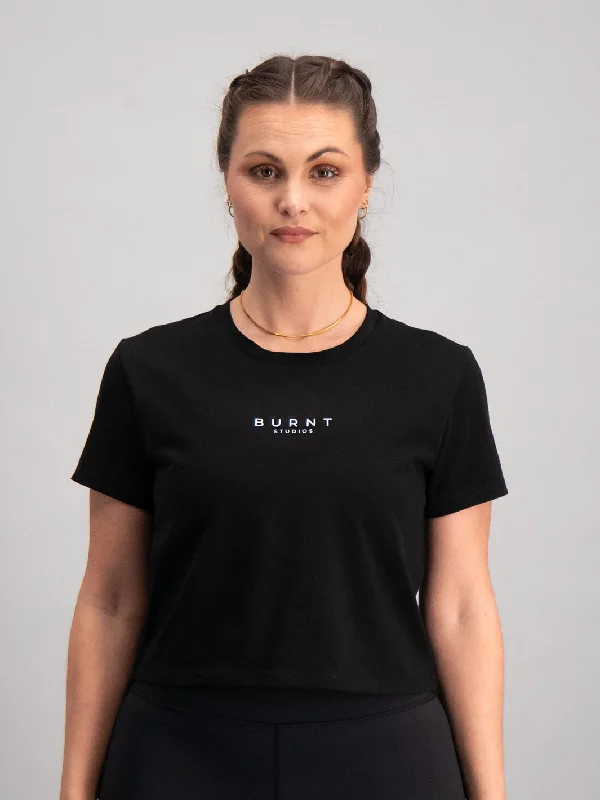 Soft Cotton Yoga Tops for Comfort -The Essential Tee - Black