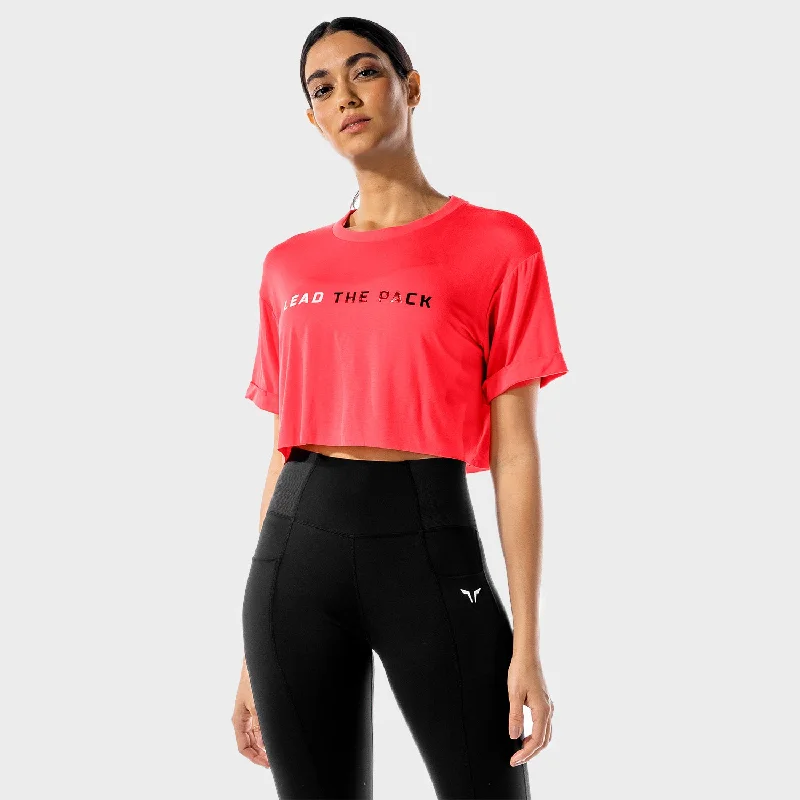 Women's Yoga Tops for Flexibility and Comfort -The Pack Crop Tee - Hot Pink
