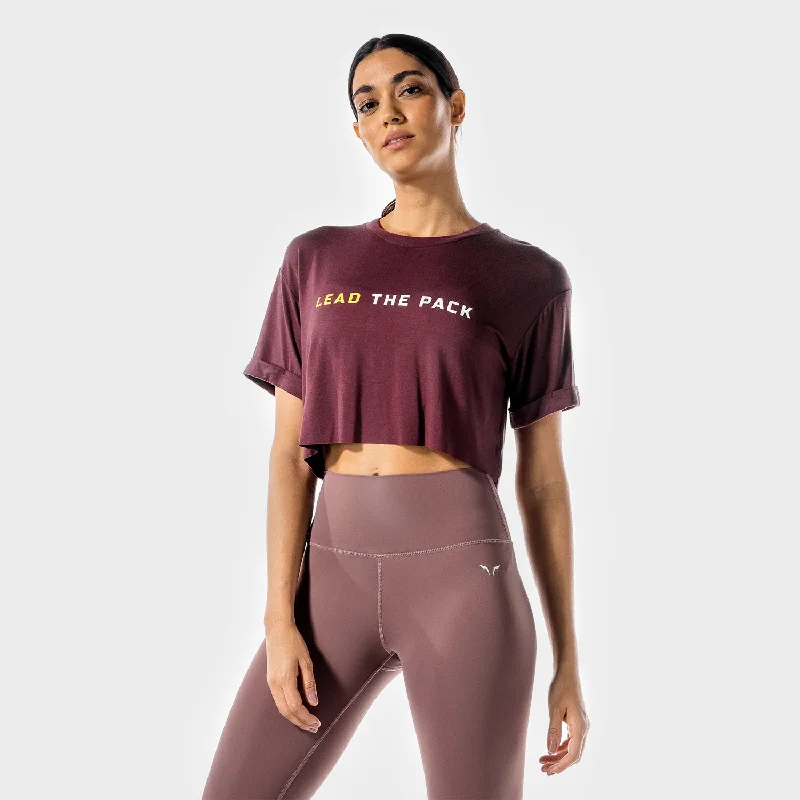 Yoga Tops for Relaxing Flexibility -The Pack Crop Tee - Plum