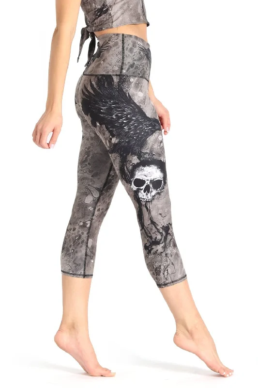 Yoga Pants for Comfort -The Raven Printed Yoga Crops