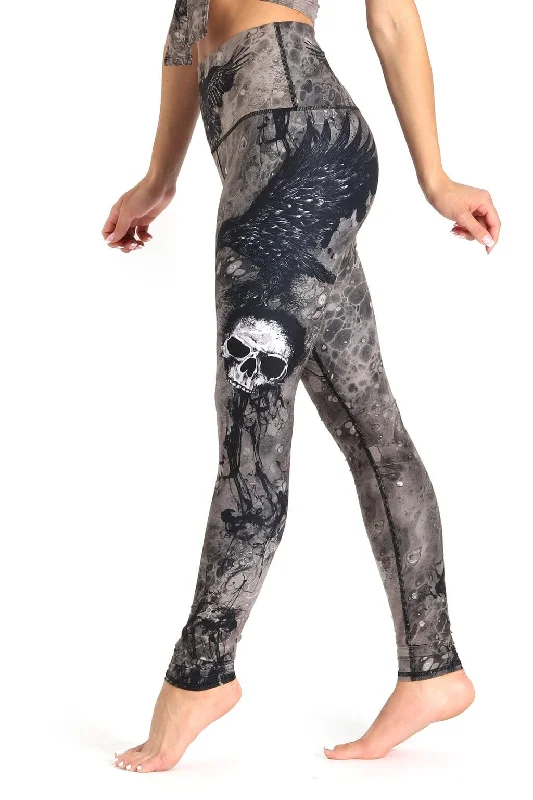 Soft Yoga Pants for Relaxation -The Raven Printed Yoga Leggings