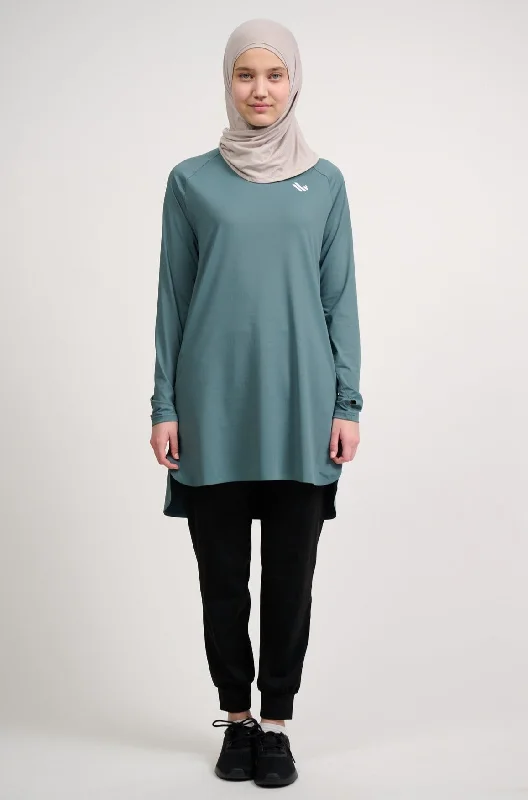 Breathable Cotton Yoga Tops -The Staple Modest Sports Dress- Muted Teal