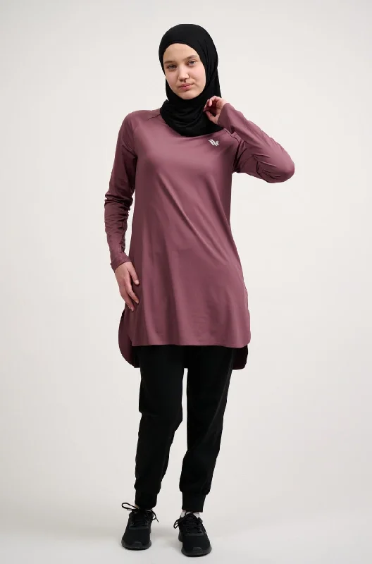 Yoga Tops for Hot Yoga Classes -The Staple Modest Sports Dress- Plum