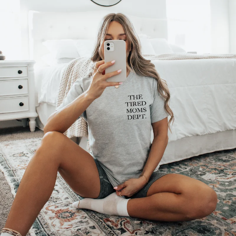 Stylish Yoga Tops for Athleisure Wear -The Tired Moms Dept. • Gray Tee
