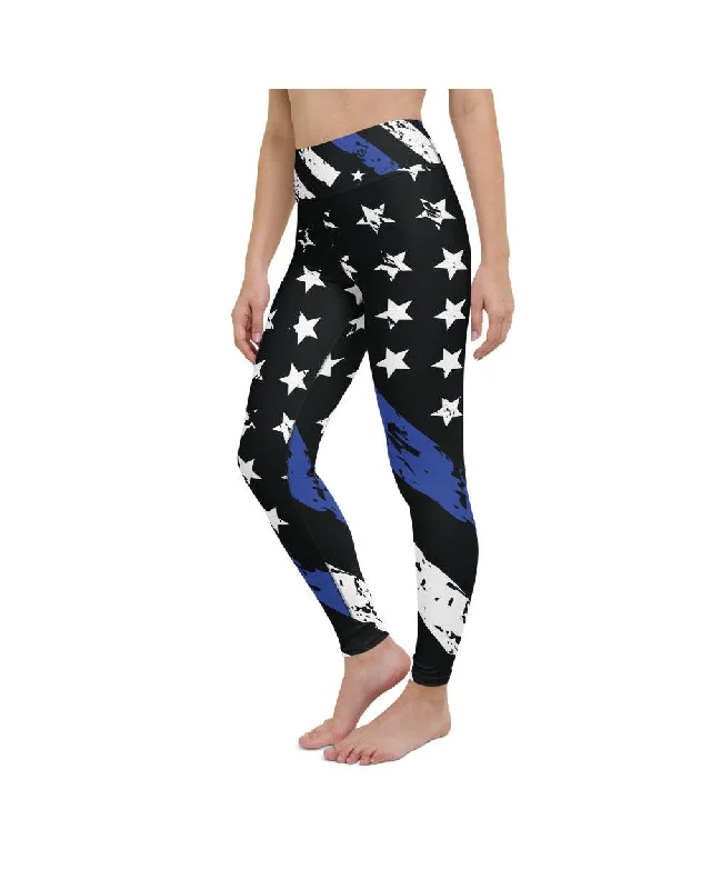 Soft and Flexible Yoga Pants for Poses -Thin Blue Line Yoga Pants