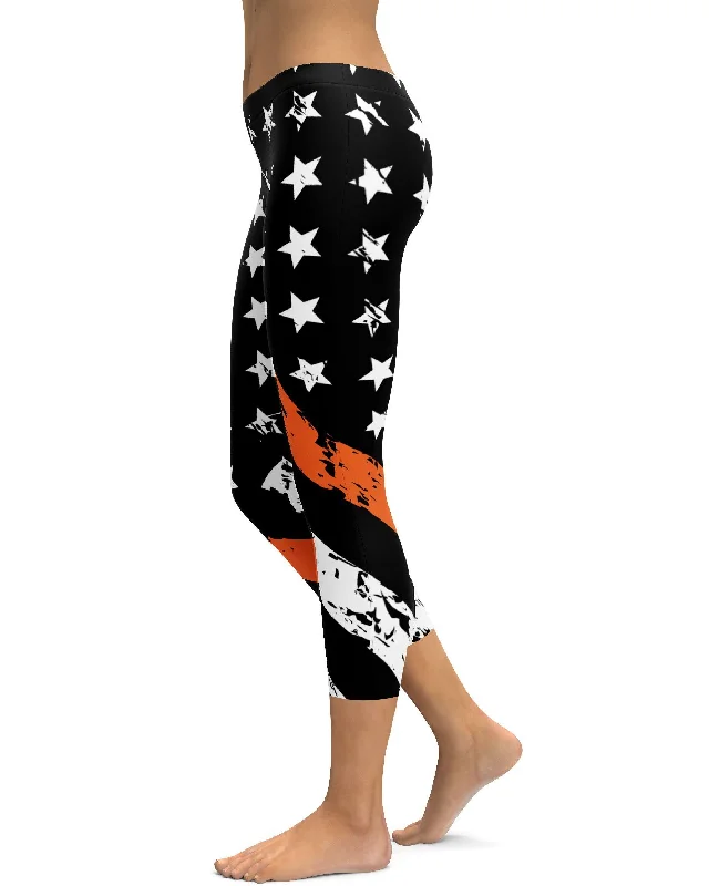 Yoga Pants with a Relaxed Fit -Thin Orange Line Capris