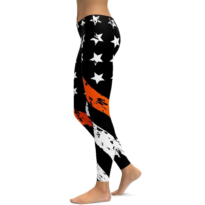 Stretchable Yoga Pants with High Waist -Thin Orange Line Leggings