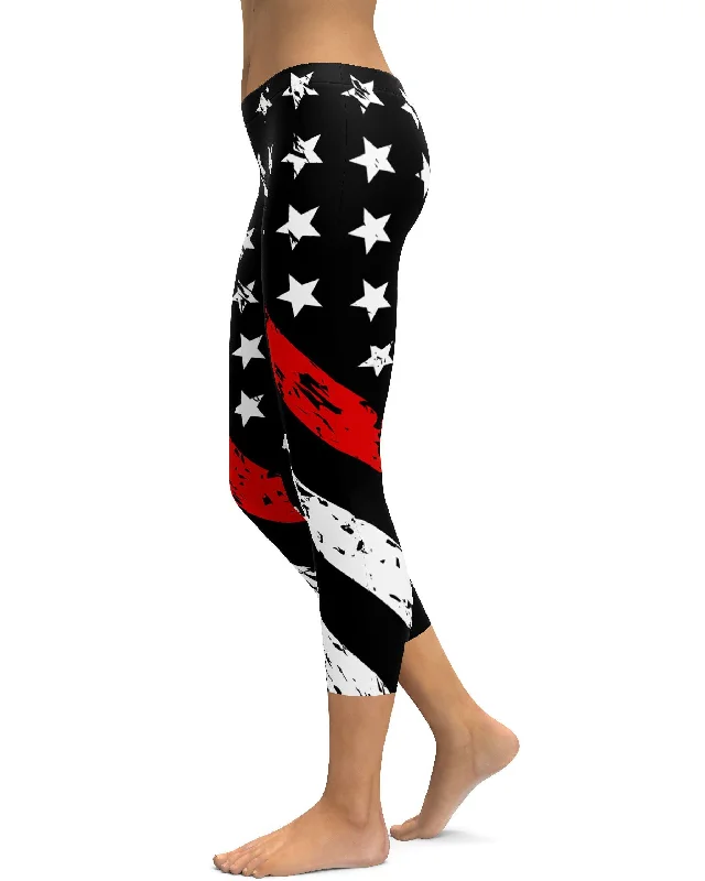 Eco-Friendly Yoga Pants -Thin Red Line Capris