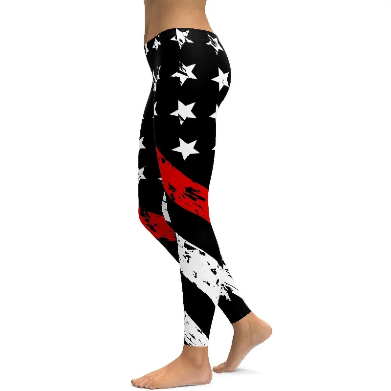 Yoga Pants for Stronger Poses -Thin Red Line Leggings