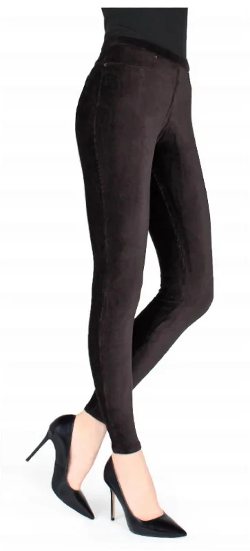 Yoga Shorts for Poses and Comfort -Thin Ribbed Corduroy Leggings In Black