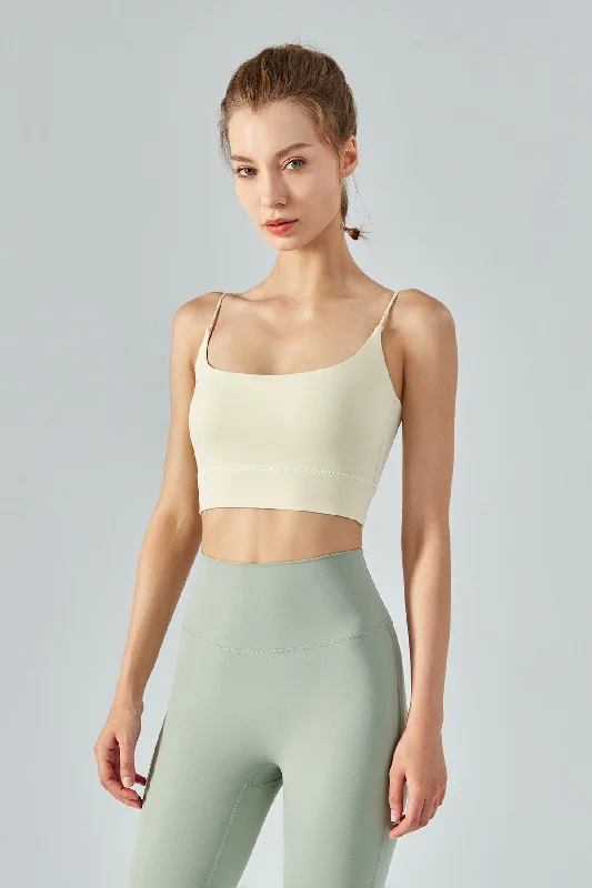 Yoga Bar with Smooth Almond Butter -Thin Strap Open Back Sports Bra Cami