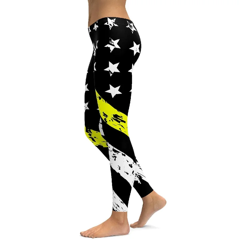 Yoga Pants for Post-Workout Recovery -Thin Yellow Line Leggings