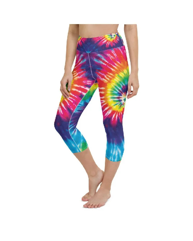 Comfortable Yoga Pants for All Types of Practice -Tie Dye Swirl Yoga Capris