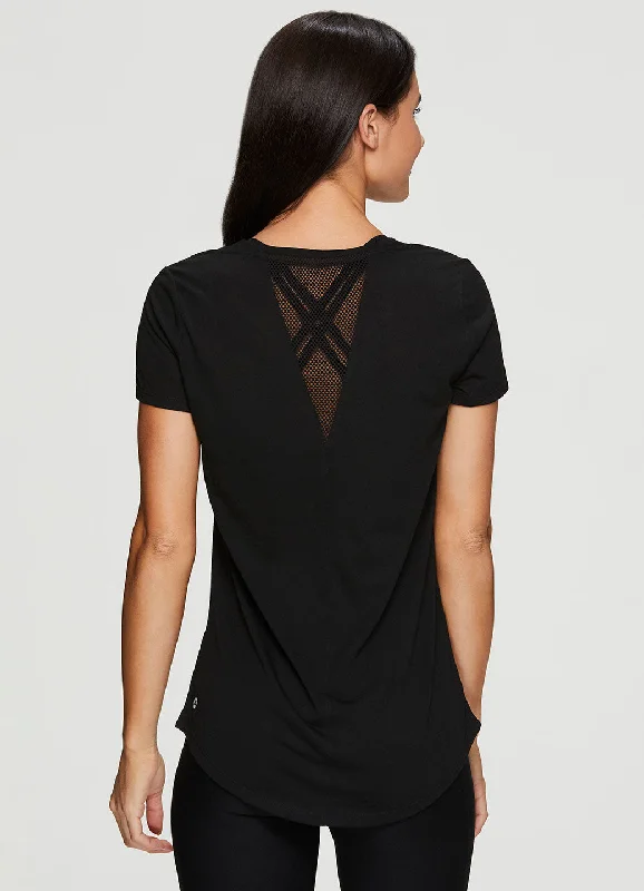 Yoga Tops for Athleisure Style -Studio Don't Look Back Mesh Tee Shirt