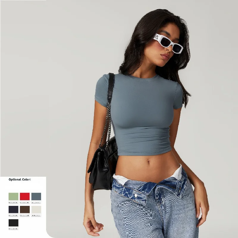 Yoga Tops for Better Support and Stretch -Tight quick-drying fitness top Yoga short sleeve 8743