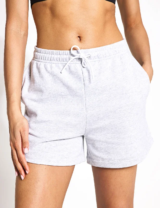 Yoga Shorts for Women with Maximum Comfort -Loopback Shorts - Light Grey Melange